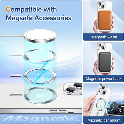 MagSafe-etui til Apple iPhone 14, Techsuit, Luxury Crystal, Sølv