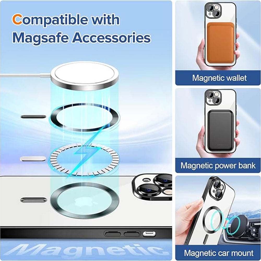 MagSafe-etui til Apple iPhone 14, Techsuit, Luxury Crystal, Sort