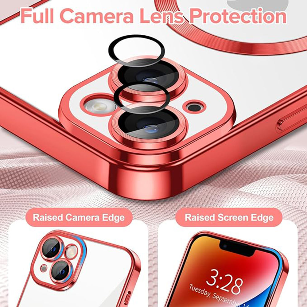 MagSafe-etui til Apple iPhone 14, Techsuit, Luxury Crystal, Rød