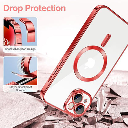 MagSafe-etui til Apple iPhone 14, Techsuit, Luxury Crystal, Rød
