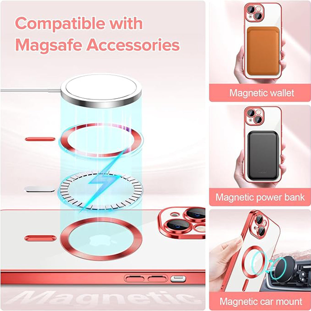 MagSafe-etui til Apple iPhone 14, Techsuit, Luxury Crystal, Rød