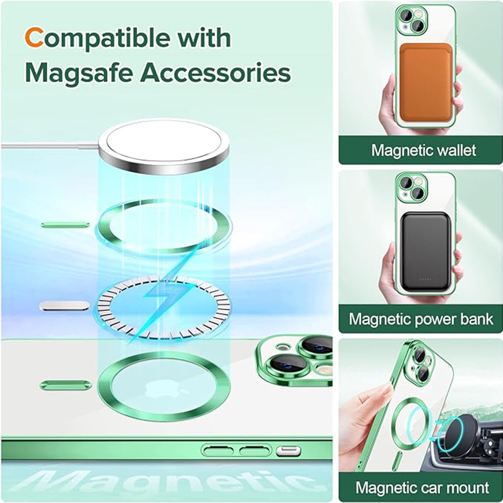 MagSafe-etui til Apple iPhone 14, Techsuit, Luxury Crystal, Lysegrøn