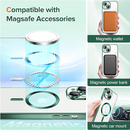 MagSafe-etui til Apple iPhone 14, Techsuit, Luxury Crystal, Mørkegrøn