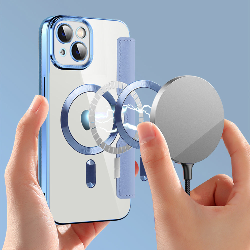 MagSafe-etui til Apple iPhone 14, Techsuit, SmartMag Book, Blå