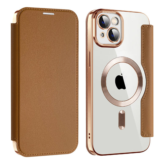MagSafe-etui til Apple iPhone 14, Techsuit, SmartMag Book, Brun
