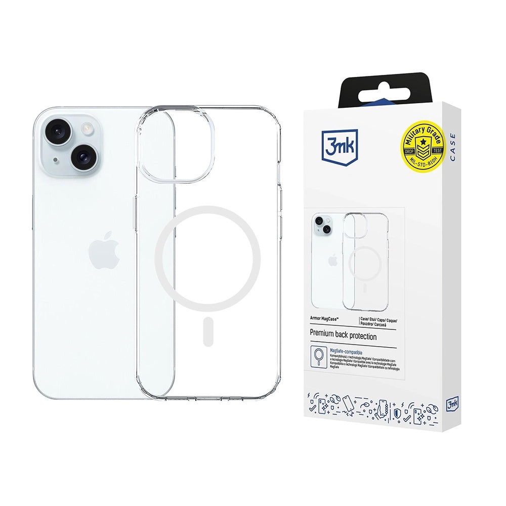 MagSafe-etui til Apple iPhone 15, 3MK, Armor MagCase, Transparent