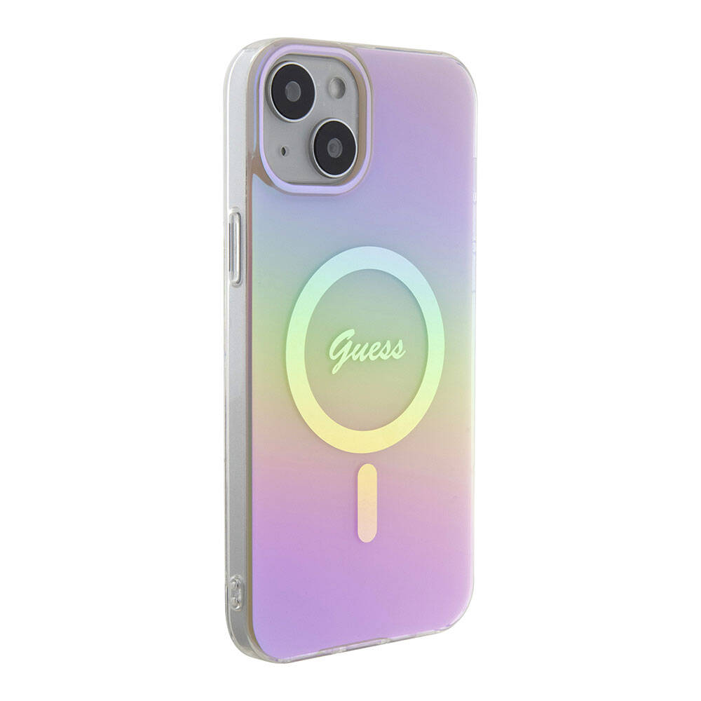 MagSafe Case for Apple iPhone 15, Guess, IML Iridescent Script, Pink GUHMP15SHITSP