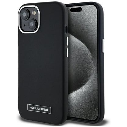 MagSafe cover til Apple iPhone 15, Karl Lagerfeld, FW Metal Plate, Sort