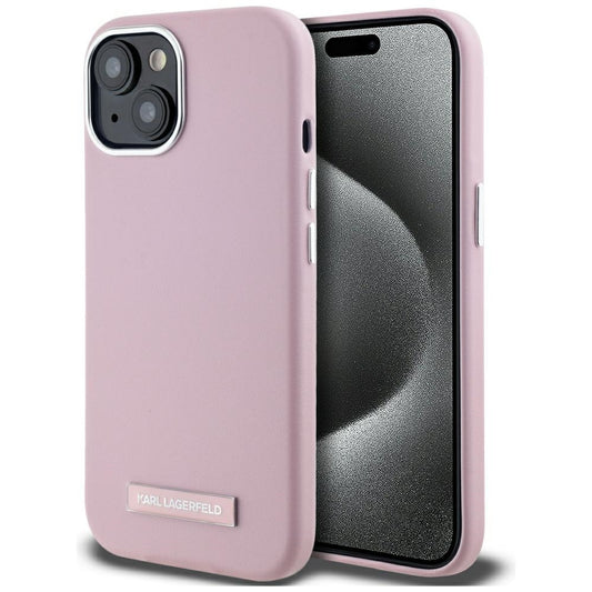 MagSafe cover til Apple iPhone 15, Karl Lagerfeld, FW Metal Plate, Pink