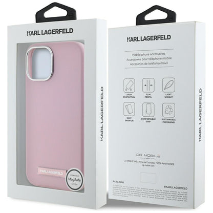 MagSafe cover til Apple iPhone 15, Karl Lagerfeld, FW Metal Plate, Pink