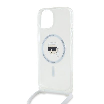 MagSafe cover til Apple iPhone 15, Karl Lagerfeld, IML Crossbody Karl's Head, Gennemsigtig