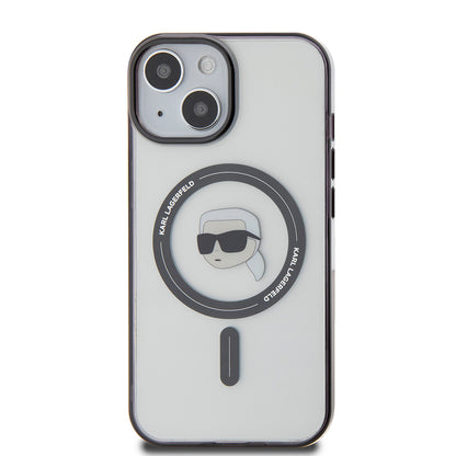 MagSafe cover til Apple iPhone 15, Karl Lagerfeld, IML Karl's Head, Gennemsigtig
