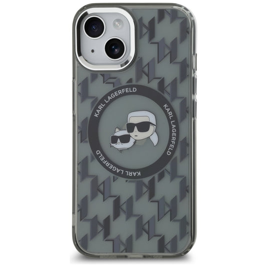 MagSafe cover til Apple iPhone 15, Karl Lagerfeld, IML Monogram Karl & Choupette's Heads, Sort