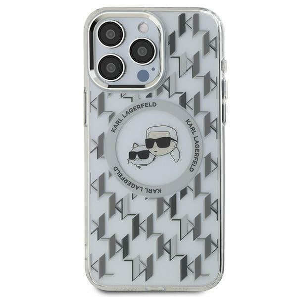 MagSafe cover til Apple iPhone 15, Karl Lagerfeld, IML Monogram Karl & Choupette's Heads, Transparent