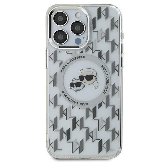 MagSafe cover til Apple iPhone 15, Karl Lagerfeld, IML Monogram Karl & Choupette's Heads, Transparent