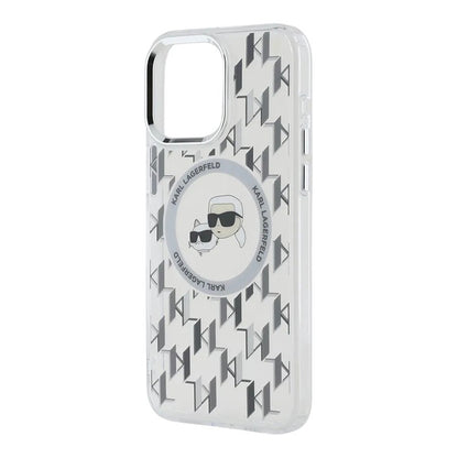 MagSafe cover til Apple iPhone 15, Karl Lagerfeld, IML Monogram Karl & Choupette's Heads, Transparent