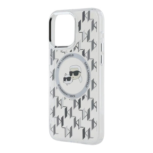 MagSafe cover til Apple iPhone 15, Karl Lagerfeld, IML Monogram Karl & Choupette's Heads, Transparent