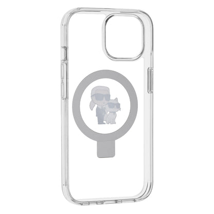 MagSafe cover til Apple iPhone 15, Karl Lagerfeld, Ring Stand Karl & Choupette, Hvid