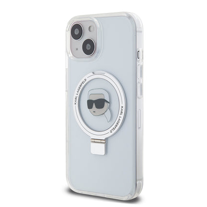 MagSafe cover til Apple iPhone 15, Karl Lagerfeld, Ring Stand Karl's Head, Hvid