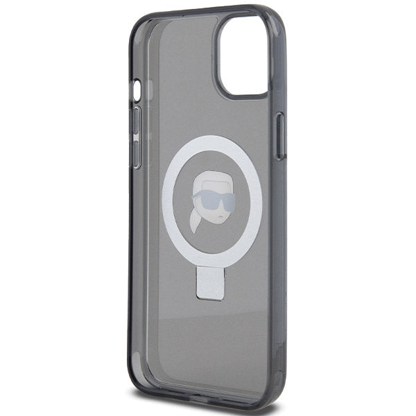 MagSafe cover til Apple iPhone 15, Karl Lagerfeld, Ring Stand Karl's Head, Sort