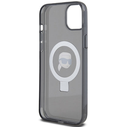 MagSafe cover til Apple iPhone 15, Karl Lagerfeld, Ring Stand Karl's Head, Sort