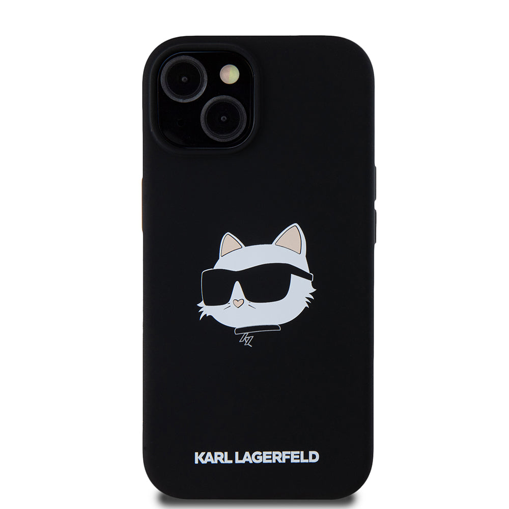 MagSafe Case for Apple iPhone 15, Karl Lagerfeld, Silicone Choupette's Head, Black