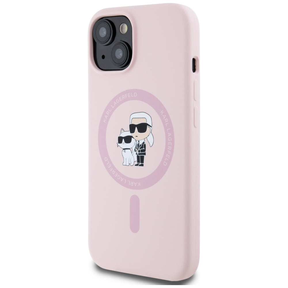 MagSafe cover til Apple iPhone 15, Karl Lagerfeld, Silicone Karl & Choupette, Pink