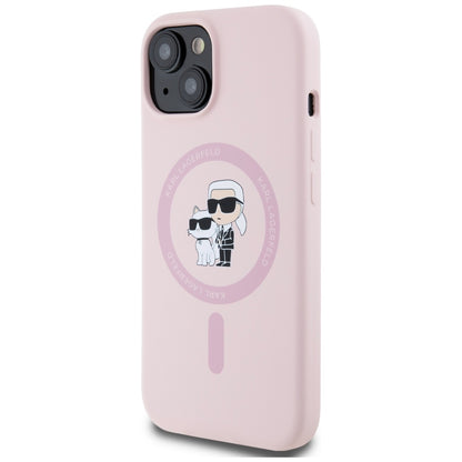 MagSafe cover til Apple iPhone 15, Karl Lagerfeld, Silicone Karl & Choupette, Pink