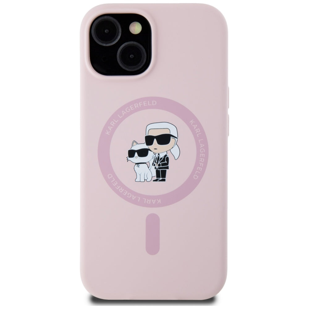 MagSafe cover til Apple iPhone 15, Karl Lagerfeld, Silicone Karl & Choupette, Pink