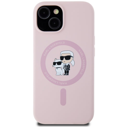 MagSafe cover til Apple iPhone 15, Karl Lagerfeld, Silicone Karl & Choupette, Pink