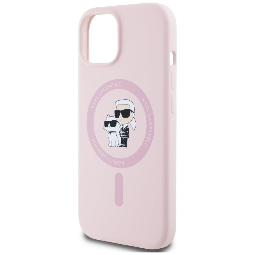 MagSafe cover til Apple iPhone 15, Karl Lagerfeld, Silicone Karl & Choupette, Pink
