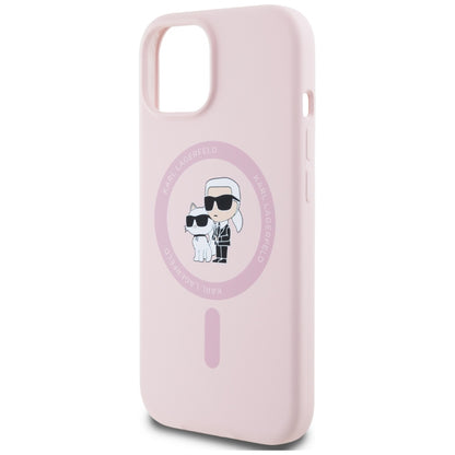 MagSafe cover til Apple iPhone 15, Karl Lagerfeld, Silicone Karl & Choupette, Pink