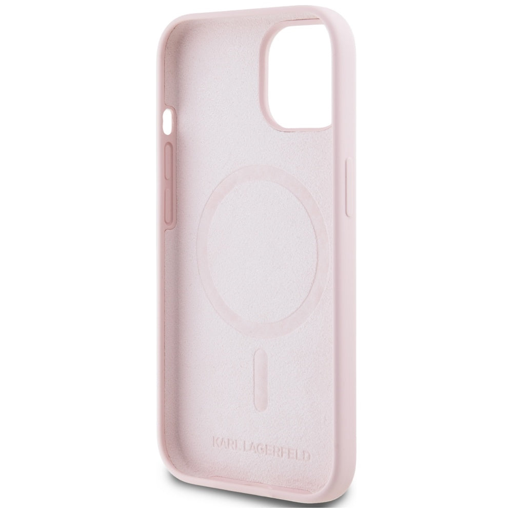 MagSafe cover til Apple iPhone 15, Karl Lagerfeld, Silicone Karl & Choupette, Pink