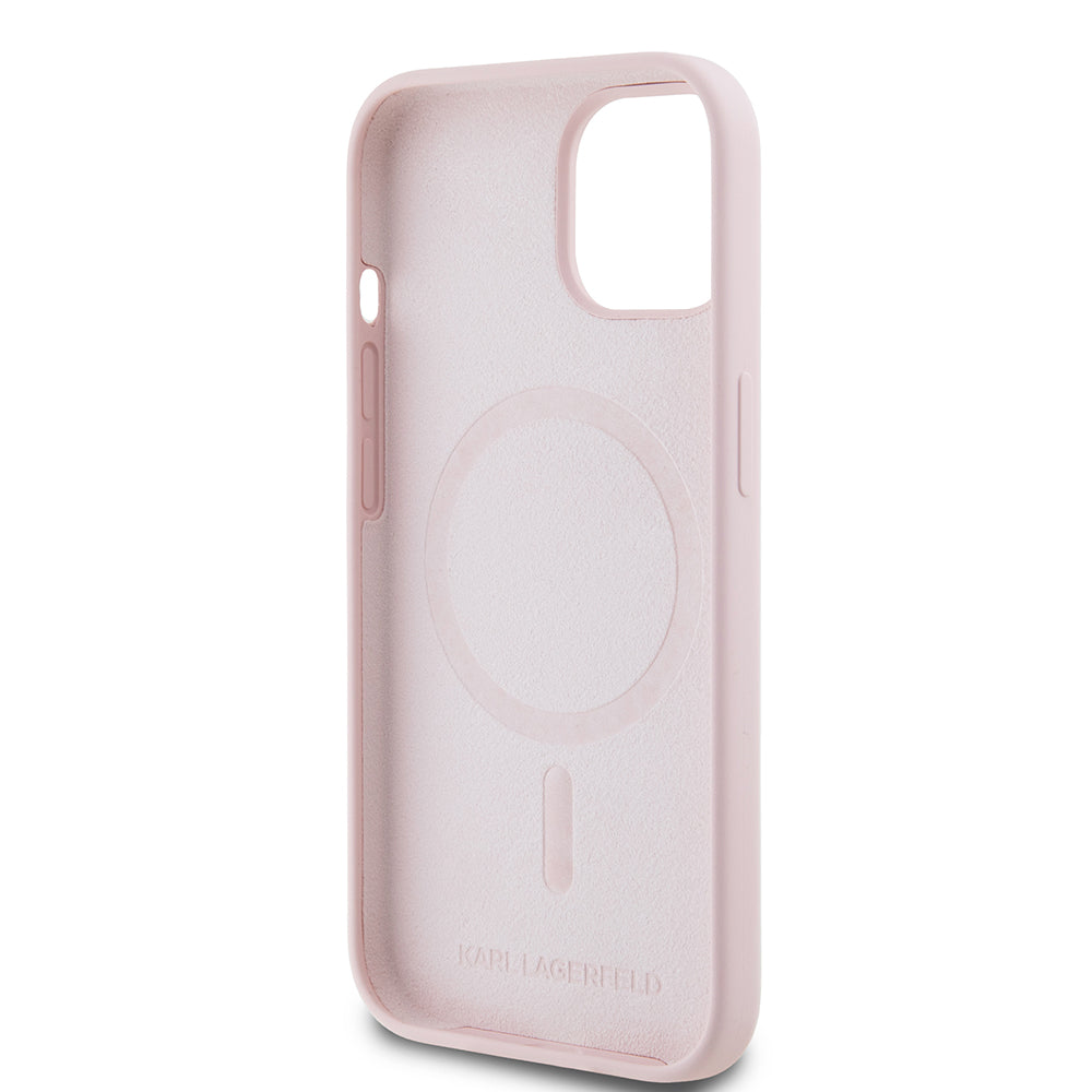 MagSafe cover til Apple iPhone 15, Karl Lagerfeld, Silicone Karl & Choupette's Heads, Pink