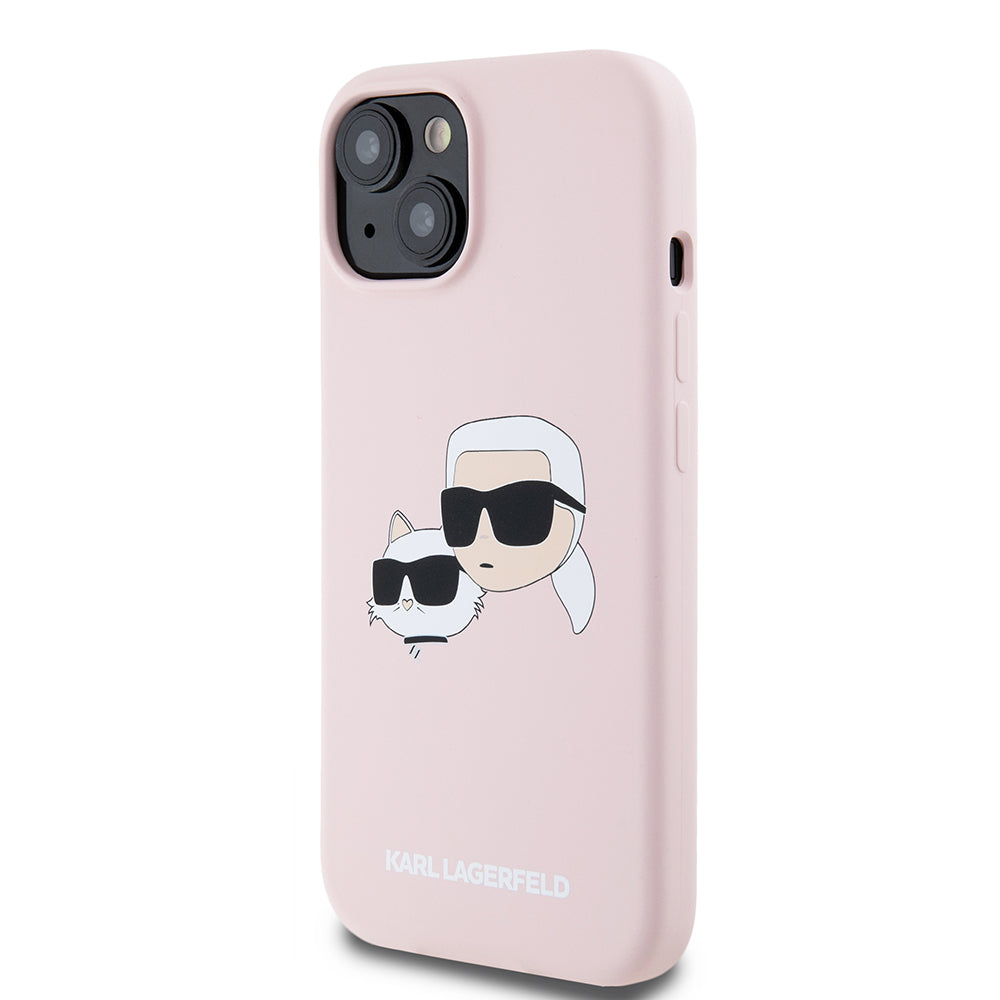 MagSafe cover til Apple iPhone 15, Karl Lagerfeld, Silicone Karl & Choupette's Heads, Pink