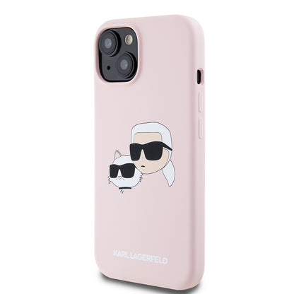 MagSafe cover til Apple iPhone 15, Karl Lagerfeld, Silicone Karl & Choupette's Heads, Pink