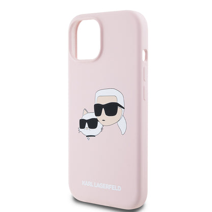 MagSafe cover til Apple iPhone 15, Karl Lagerfeld, Silicone Karl & Choupette's Heads, Pink
