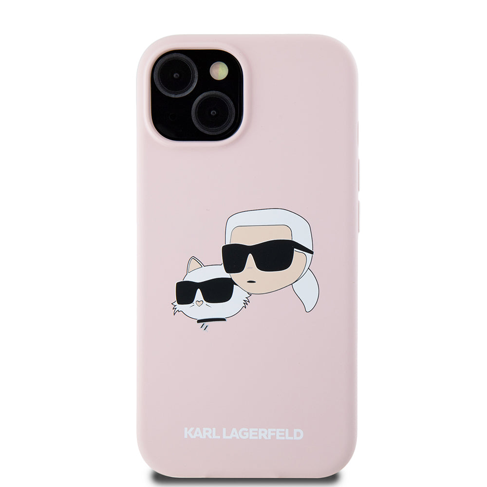 MagSafe cover til Apple iPhone 15, Karl Lagerfeld, Silicone Karl & Choupette's Heads, Pink