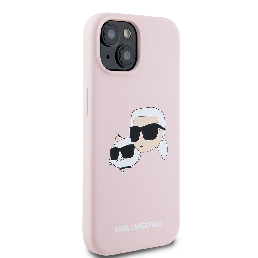 MagSafe cover til Apple iPhone 15, Karl Lagerfeld, Silicone Karl & Choupette's Heads, Pink