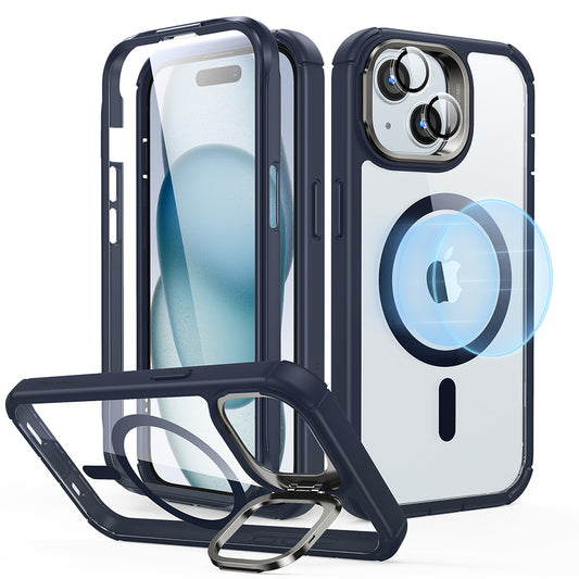 MagSafe cover til Apple iPhone 15 Plus, ESR, Armor Tough Kickstand, Marineblå Transparent