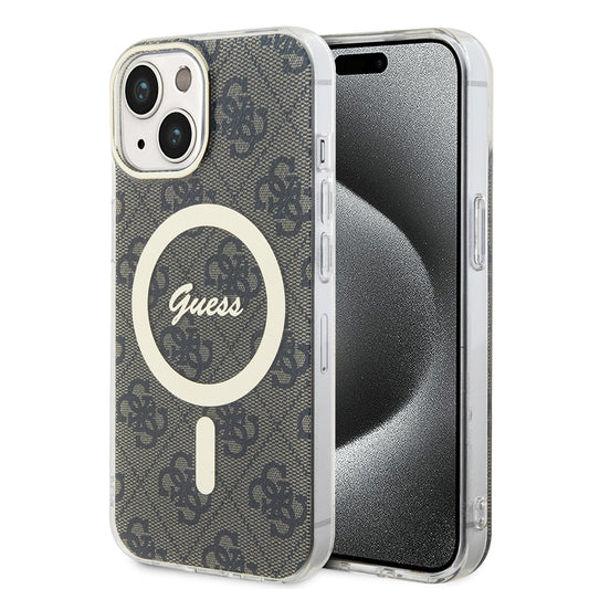 MagSafe cover til Apple iPhone 15 Plus, Guess, IML 4G, Brun
