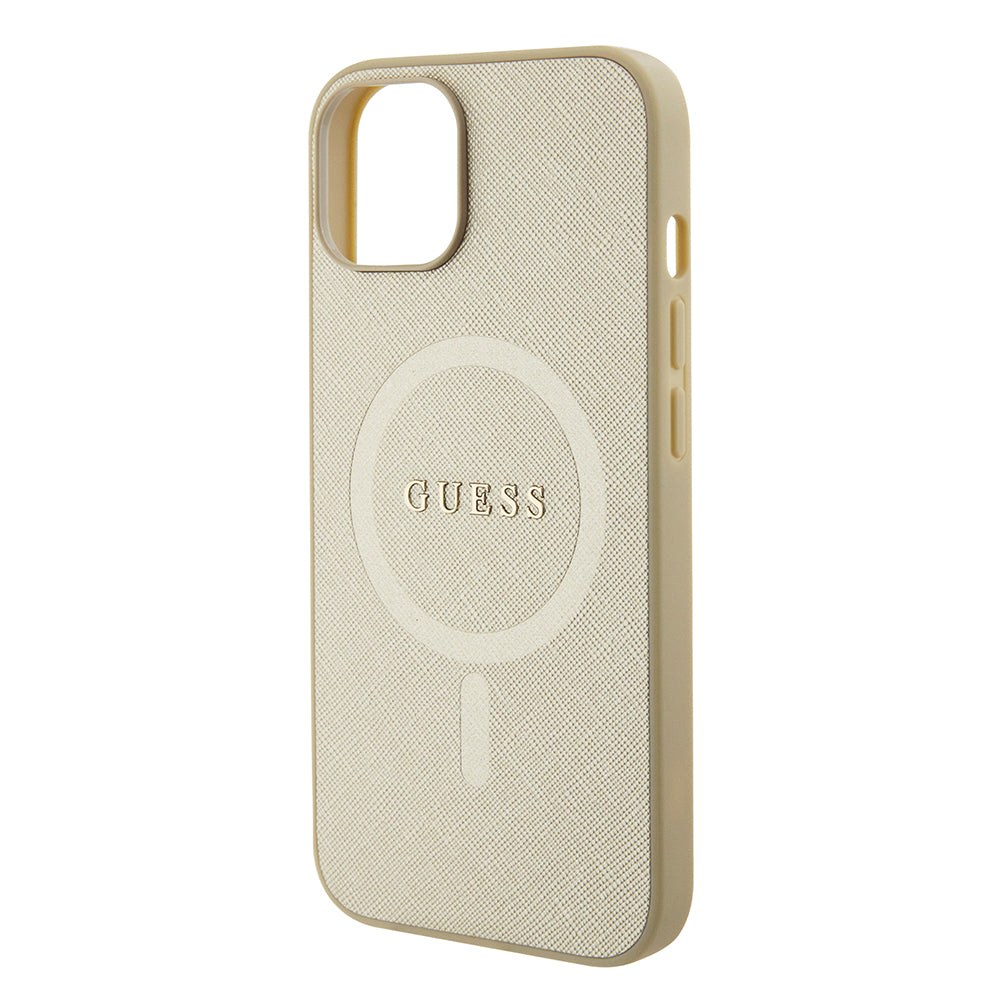 MagSafe cover til Apple iPhone 15 Plus, Guess, Saffiano, Guld