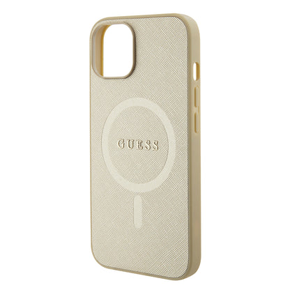 MagSafe cover til Apple iPhone 15 Plus, Guess, Saffiano, Guld