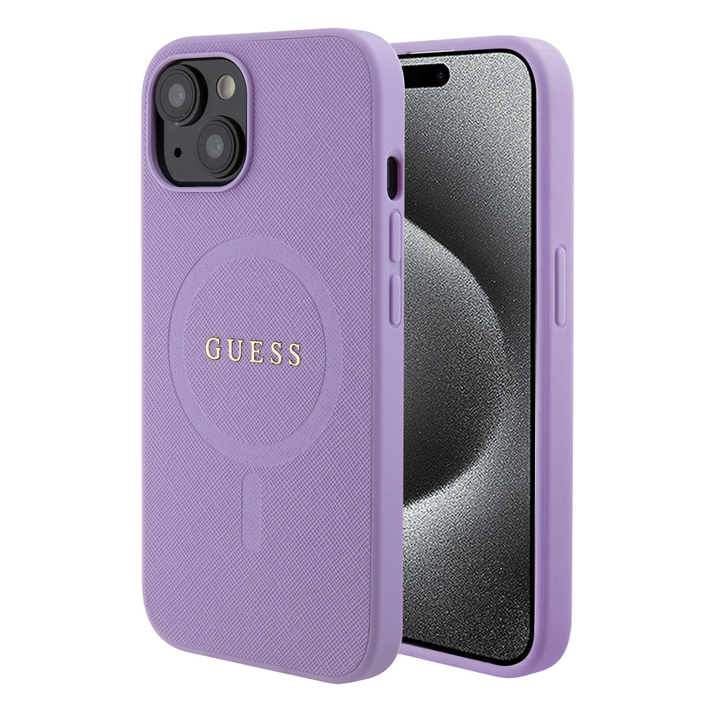MagSafe cover til Apple iPhone 15 Plus, Guess, Saffiano, Lilla