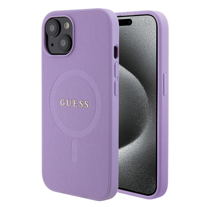 MagSafe cover til Apple iPhone 15 Plus, Guess, Saffiano, Lilla