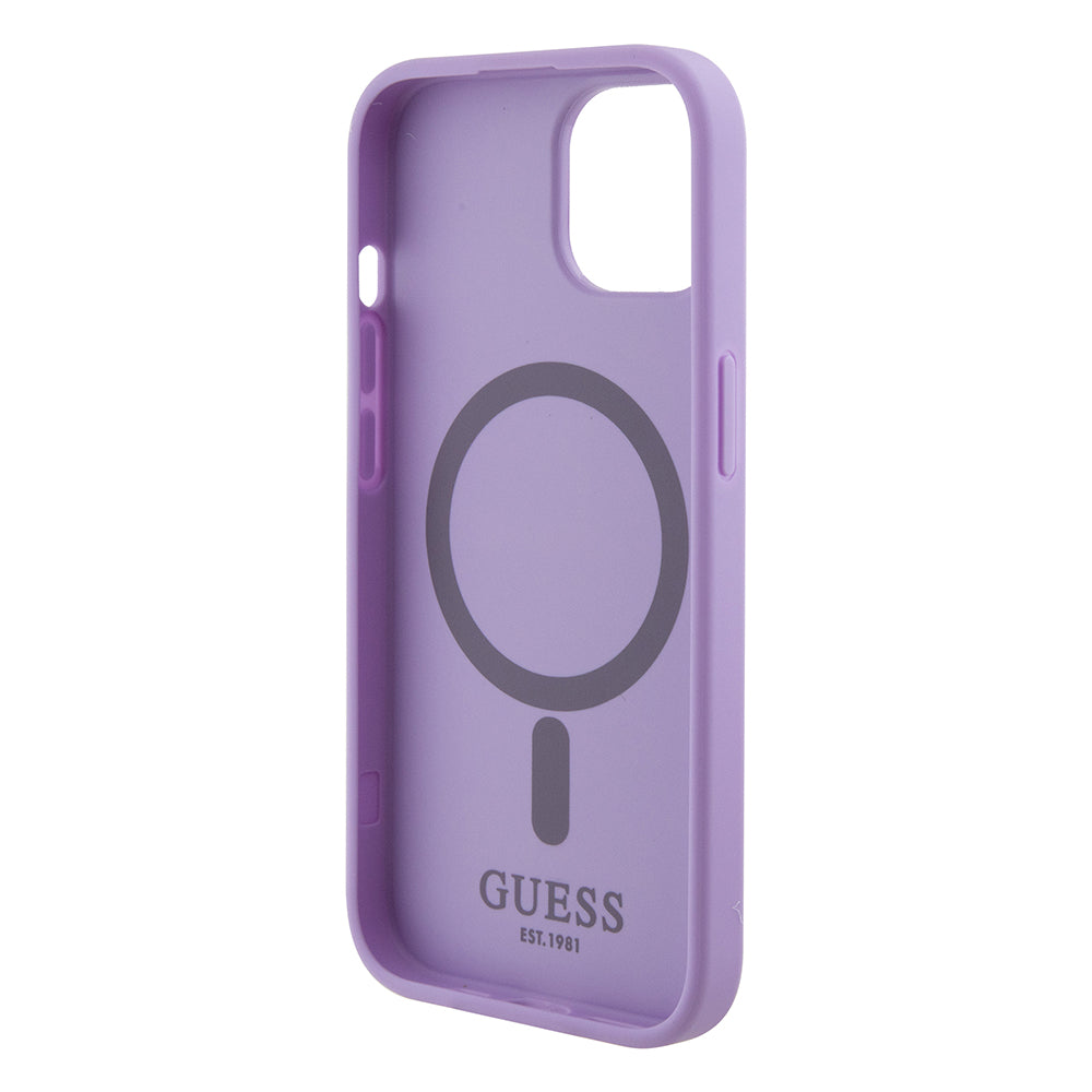 MagSafe cover til Apple iPhone 15 Plus, Guess, Saffiano, Lilla