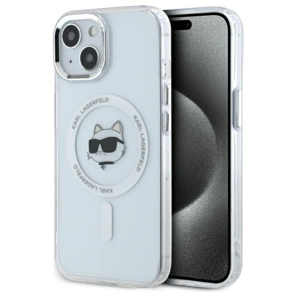 MagSafe cover til Apple iPhone 15 Plus, Karl Lagerfeld, IML Metal Choupette's Head, Hvid