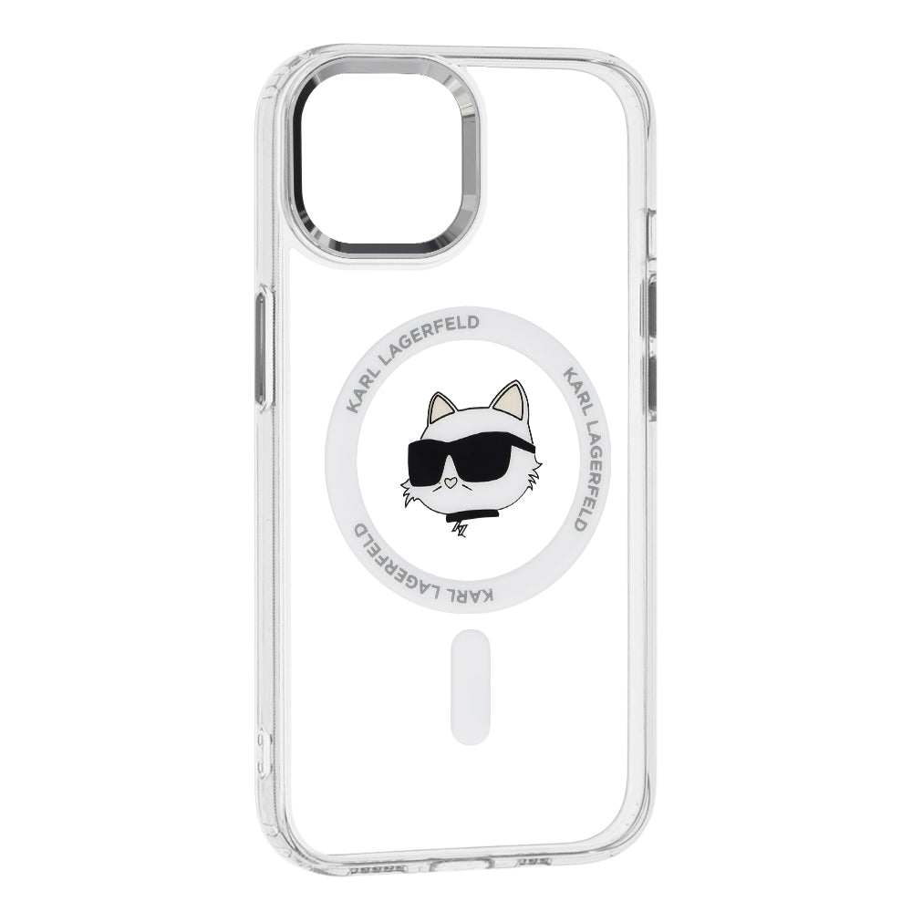 MagSafe cover til Apple iPhone 15 Plus, Karl Lagerfeld, IML Metal Choupette's Head, Hvid