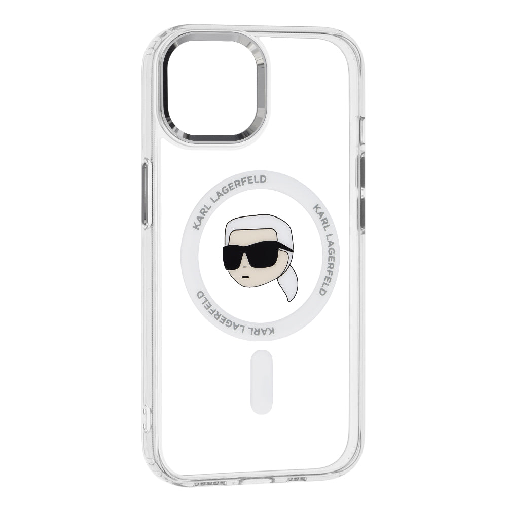 MagSafe cover til Apple iPhone 15 Plus, Karl Lagerfeld, IML Metal Karl's Head, Hvid