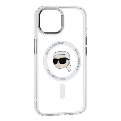 MagSafe cover til Apple iPhone 15 Plus, Karl Lagerfeld, IML Metal Karl's Head, Hvid